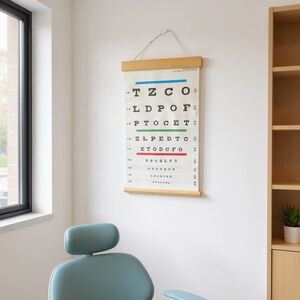 AMAZON BRAND EYE CHART for eye doctors or getting vision hanging string letters